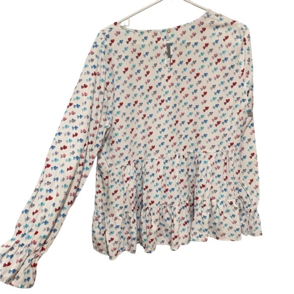 Jane and Delancey Valentine’s Day Long Sleeve Peplum Blouse Size Large - Picture 2 of 5